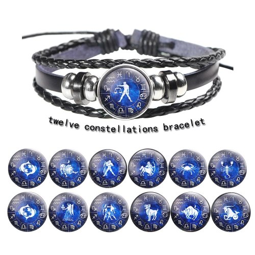 12 Constellations Leather Taurus Libra Classic Bracelet Bracelets QNW252536
