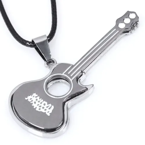 Guitar Stainless Steel Country Music Style Charm Pendant Necklace Necklaces QNN101728