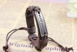 Vintage Metal World Peace Charms Rope Leather Bracelet Bracelets QNW100617