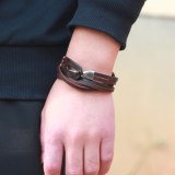 Exquisite and Simple Multi-Layer Leather Men's Bracelet Bracelets QNW223849