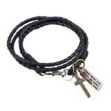 Hot Black Brown Leather Pulseira Masculina Cross Bracelet Men Bracelets QNW106677