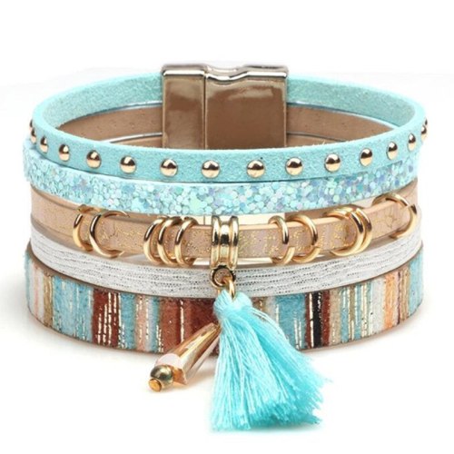 Long Tassel Rivet Bracelets For Women Gift Magnet Buckle Bracelets QNW252132