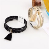 Braided Wide Multilayer Leather Bracelet Magnetic Tassel Bracelet Bracelets QNW2169710