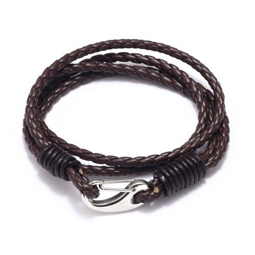 Fashion Simple Men's Stainless Leather Rope Long Bracelets QNW2189910