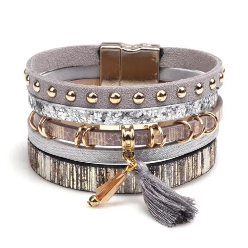 Long Tassel Rivet Bracelets For Women Gift Magnet Buckle Bracelets QNW252132