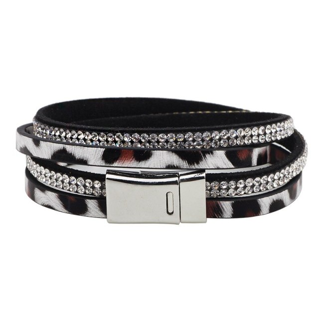 Fashion Rhinestone Leather Wrap Bracelet Bracelets QNW213243