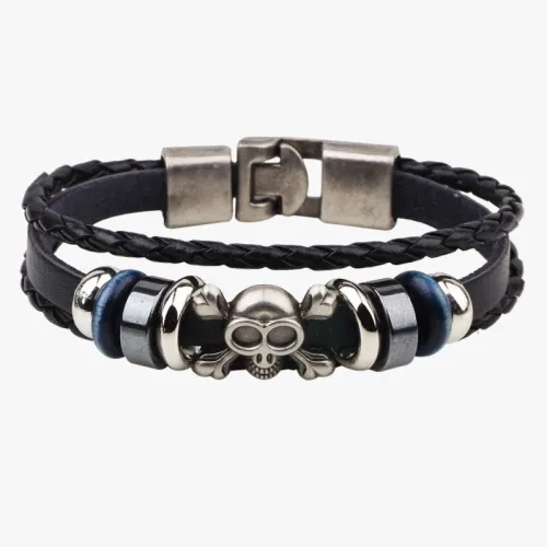 Fashion Leather Skull Metal Beaded Bracelets QNW217889