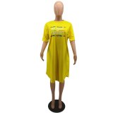 Round Collar And Irregular Letters Dresses H161021