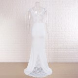 V Neck Off Shoulder Dress Formal Wedding Party Maxi Dresses 0038394