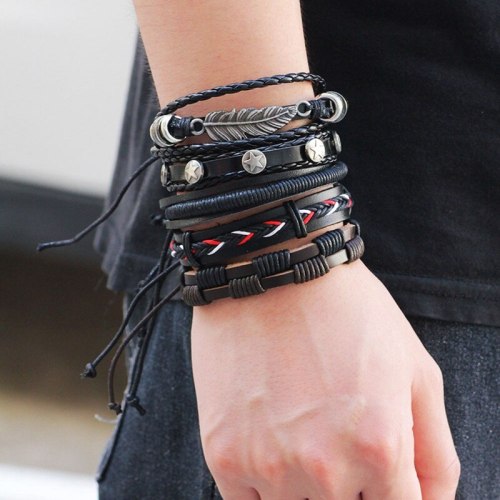 Handmade Fashion Cowhide Fabric Lucky Charm Bracelet Bracelets QNW408899