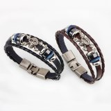 Fashion Leather Skull Metal Beaded Bracelets QNW217889