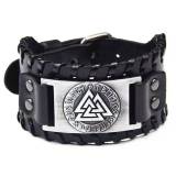 Men Handmade Weave Wide Leather Wristband Bracelet Bracelets QNW257586