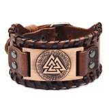Men Handmade Weave Wide Leather Wristband Bracelet Bracelets QNW257586