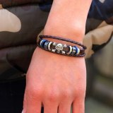 Fashion Leather Skull Metal Beaded Bracelets QNW217889