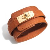 Gold Metal Buckle Luxury Big Leather Bracelets QNW251324