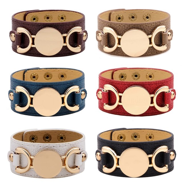 Fashion Wide Leather Woven Alloy Bracelet Bracelets QNW241021