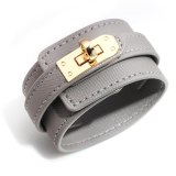 Gold Metal Buckle Luxury Big Leather Bracelets QNW251324