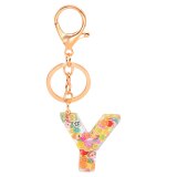 Cute Letter Keychains for Women Girl English Initial Acrylic Key Chain Ring