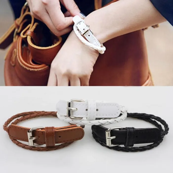 Fashion Charm Bracelet Unisex Simple Knit Leather Bracelets QNW216172