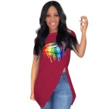 Rainbow Lip Print Fashion T-Shirt Top Tops H160516
