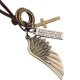 Fashion Punk Angel Wings Feather /Cross/Circle Pendant Necklaces QNN305566