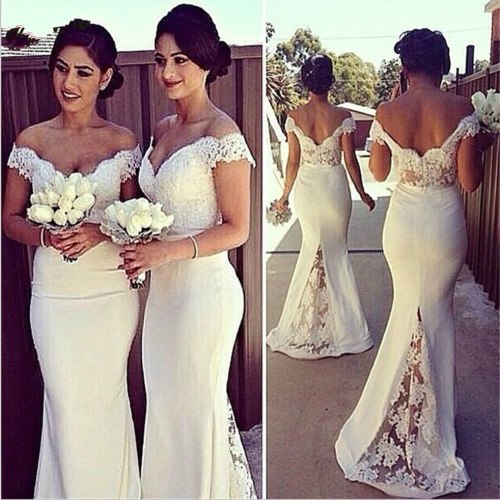 V Neck Off Shoulder Dress Formal Wedding Party Maxi Dresses 0038394