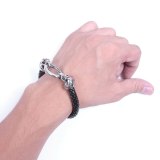 Fashion Rhinestone Skull Leather Knot Bracelet Bracelets QNW603142