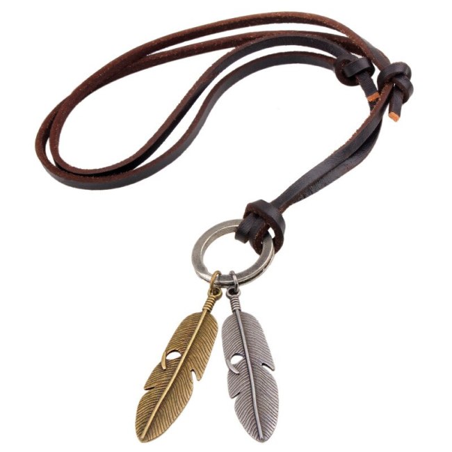 Vintage Sweater Chain Men's Unisex Feather Necklaces QNN106879
