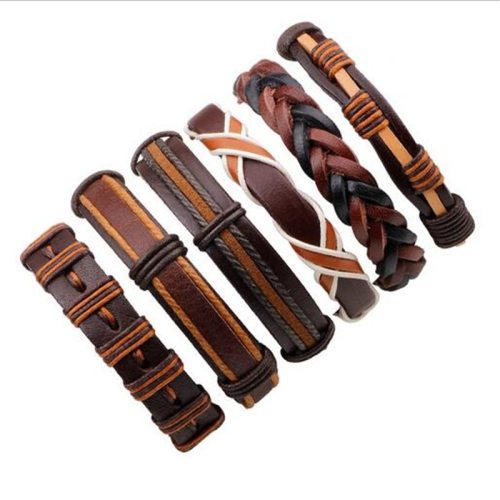 Men Brown Braid Multilayer Rope Bracelets QNW404657