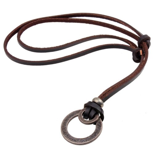 Fashion Long Genuine Leather Vintage Pendant Necklaces QNN106778
