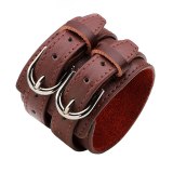 Double Belt Leather Wrist Friendship Big Wide Bracelet Bracelets QNW230011