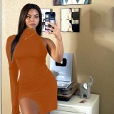 One Shoulder Long Sleeve Women Bodycon Party Dresses D07273849A