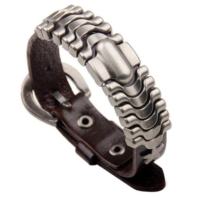 Leather Bracelet For Men With Stainless Steel Bracelets QNW224354