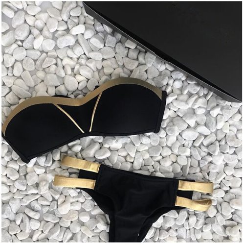 Women Push Up Paded Bikinis Bronzing Solid Swimsuit Swimsuits 861122