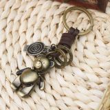 Vintage Leather Circle Key Ring Cartoon Cute Bear Car Key Chains K004051