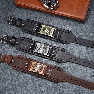 New Wolf Claw Bracelet Leather Braided Bracelets QNW257889
