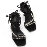 Fashion Sexy Crystal Bling Cross-Tied Sandals Heels 18501-56
