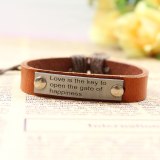 Love Is The Key To The Door of Happiness Alloy Letter Cowhide Bracelets QNW100314