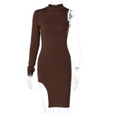 One Shoulder Long Sleeve Women Bodycon Party Dresses D07273849A