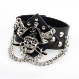 Genuine Leather Bracelet Men Stainlees Steel Cuff Bracelets QNW220516