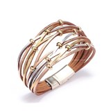 Layer Wind Leather Wristband Wide Wrap Bracelet Bracelets QNW255061