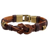 Men Vintage Handmade Genuine Leather Wrap Charm Bracelet QNW2229310