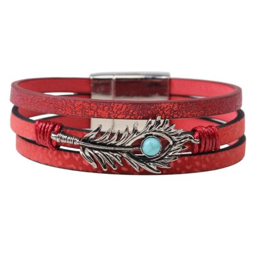 Trendy Magnetic Buckle Leather Bracelet Bracelets QNW221627