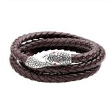 Classic Punk Stainless Steel Snake Head Leather Bracelet  Bracelets QNW2429310