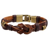 Men Vintage Handmade Genuine Leather Wrap Charm Bracelet QNW2229310