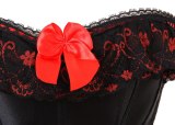 New Lingerie Sexy Corset Black Satin Bustier Lace Mini Skirt 079700819