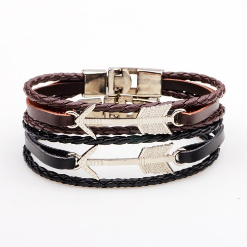 Alloy Arrow Bracelet Leather Braided Bracelets QNW231223