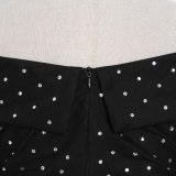 One Shoulder Diamond Long Sleeve Bag Hip Nightclub Short Dresses TDR2803041