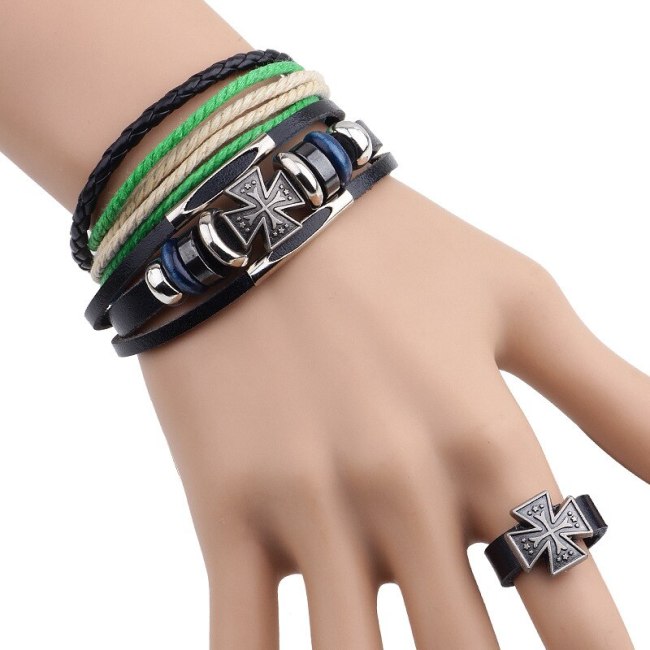 Men Bracelet Leather Beaded Bracelets QNW213041