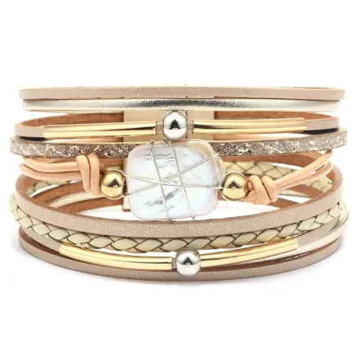 Ethnic Magnetic Buckle Wrap Bracelets Pearl Bracelet Jewelry QNW2594105